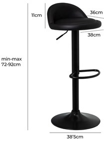 Sgabelli da bar neri ad altezza regolabile in similpelle in set di 2 (altezza seduta 72 cm) - Casa Selección