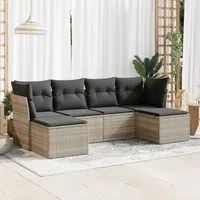 Set Divano da Giardino 6pz con Cuscini Grigio Chiaro Polyrattan 3325328