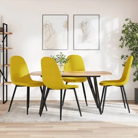 Sedie Da Pranzo 4 Pz Giallo Senape İn Velluto /