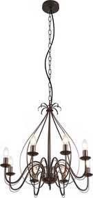 Lampadario intelligente ruggine marrone 8 luci incl. Wifi B35 - Giuseppe