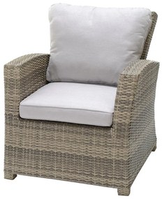 Poltrona da giardino con cuscino Saigon SCANCOM con braccioli in alluminio, seduta in poliestere beige, set da 2 pezzi