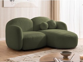Divano angolare verde (con penisola a destra/con chaise lounge) con rivestimento in bouclé Orbit – Ropez