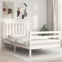 Giroletto con Testiera Bianco 100x200 cm in Legno Massello 3194237