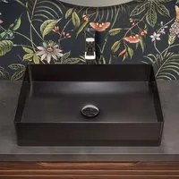 Lavabo da appoggio rettangolare 58x38 cm in acciaio inox nero opaco | Goya