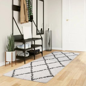 Tappeto Shaggy Pamplona A Pelo Lungo Crema E Nero 80x250 Cm /
