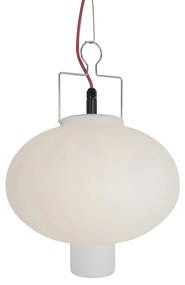 Lampada da soffitto per esterni bianca 35 cm con spina rossa IP44 - Pion