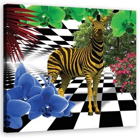 Quadro su tela, Animali colorati di natura zebra  Dimensioni Tappeti 30x30