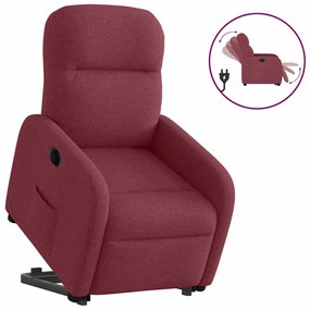 Poltrona Alzapersona Reclinabile Elettrica Rosso Vino Tessuto /