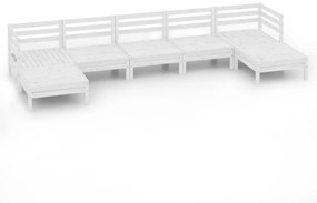 Set salotto da giardino 7 pz in legno massello di pino bianco