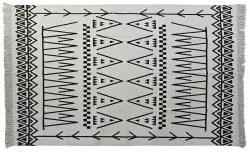 Tappeto DKD Home Decor 160 x 250 x 0,7 cm Nero Poliestere Cotone Bianco Ikat Boho