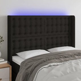 Testiera A Led Nera 147x16x118/128 Cm İn Tessuto /