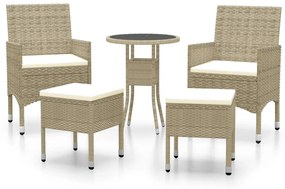 Set divani da giardino 5 pz in polyrattan beige