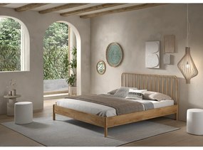 Letto matrimoniale di colore naturale in rovere massiccio rete non inclusa 180x200 cm Olive Spindle – Vipack
