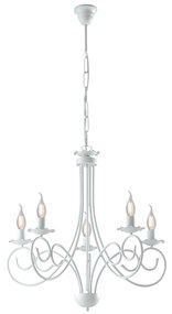 Lampadario Provenzale Candelabro Alma 5 Luci Ferro Battuto Bianco Shabby