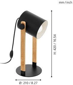 Eglo 43047 - Lampada da tavolo HORNWOOD 1xE27/28W/230V