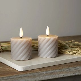 Set di 2 candele LED in cera grigia, altezza 7,5 cm Flamme Swirl - Star Trading