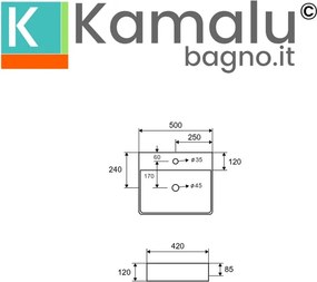Lavabo appoggio rettangolare in ceramica bianca opaca | Litos-CBM500 - KAMALU