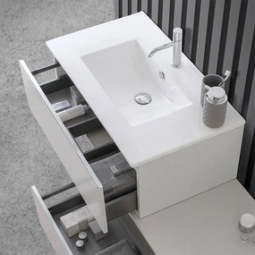 Mobile bagno sospeso 80 cm grigio perla con lavabo e specchio   Iside