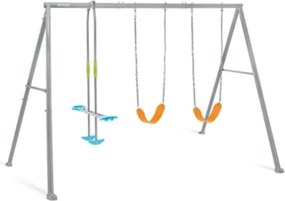 44123 altalena dondolo per bambini 3 tiri con struttura in acciaio grigia 343X254X211 cm. ideale dai 3-10 anni - Intex