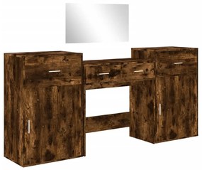 Set da toeletta 4 pz rovere fumo in legno multistrato