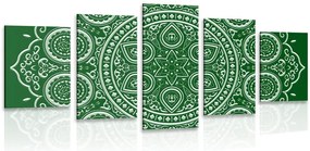 Quadri 5 pezzi – Mandala etnica delicata in verde