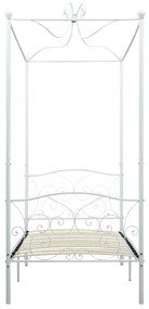 Letto a baldacchino bianco in metallo 100x200 cm