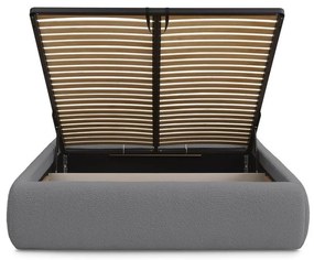 Letto matrimoniale imbottito grigio scuro con contenitore/senza testiera con rete inclusa 160x200 cm Inera – Bobochic Paris