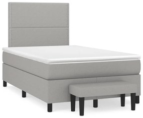 Giroletto A Molle Con Materasso Grigio Chiaro 120x190cm Tessuto /