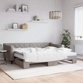 Divano Letto Estraibile Con Materassi Tortora 90x200 Cm Tessuto /