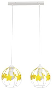 Lampadario a sospensione per bambini STARS 2xE27/15W/230V giallo/bianco