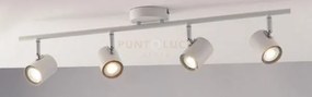 Spot zero bianco 4 luci attacco gu10 70x9,7x7cm in metallo orientabile