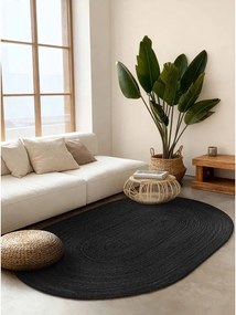 Tappeto nero in iuta reversibile/tessuto a mano 160x230 cm Braided – Hanse Home