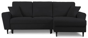 Divano angolare nero allungabile e con contenitore (con penisola a destra/con chaise lounge) con rivestimento in bouclé Kyoto – Cosmopolitan Design