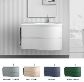 Mobile bagno sospeso 90 cm Melody bianco opaco con vasca a destra