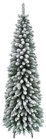 Albero di Natale artificiale innevato Toscana slim verde H 210 cm x Ø 75 cm