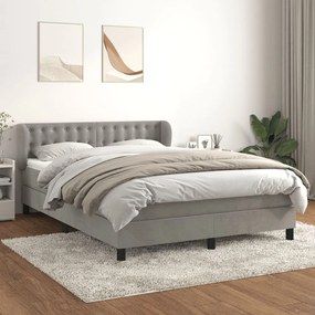 Giroletto A Molle Con Materasso Grigio Chiaro 140x190cm Velluto /