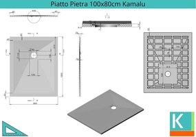 Piatto doccia 100x80 effetto pietra colore avorio crema - KAMALU