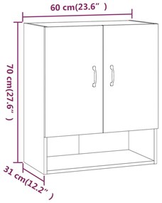 Armadietto a Muro Grigio Sonoma 60x31x70cm in Legno Multistrato