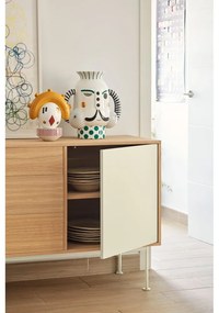 Cassettiera bianco crema con impiallacciatura in rovere, larghezza 128 cm Yoko - Teulat