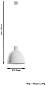 Lampadario a Sospensione in Cemento Bianco DAMASO E27 da interno