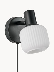 Lampada da parete piccola in vetro soffiato opalino con spina Milford Mini