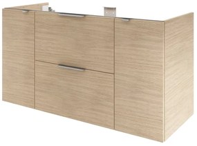 Mobile da bagno sospeso sotto lavabo L 120 x H 64 x P 35 cm rovere naturale laccato opaco, 2 cassetti SENSEA Neo, Maniglie acquistabili separatamente
