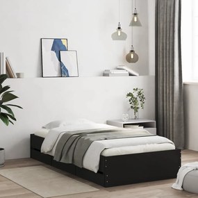 Giroletto con cassetti nero 75x190 cm in legno multistrato