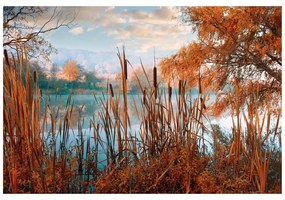 Carta da parati autoadesiva – Lago nel mezzo della natura autunnale