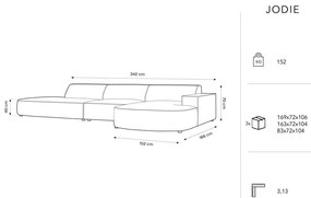 Divano angolare in velluto beige (angolo destro) Jodie - Micadoni Home