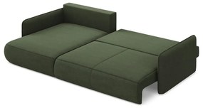 Divano angolare verde allungabile/con contenitore (con penisola a sinistra) Nanea – Makamii