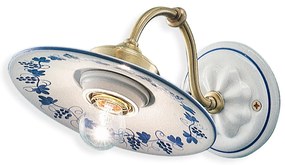 Applique Classica Asti Ceramica E Ottone Satinato Decorato Filo Blu 1 Luce E27