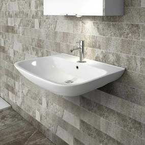 Lavabo sospeso 65 cm in ceramica bianco lucido