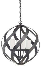 Lampadario Per Esterno Nordico Blacksmith Acciaio Nero Antico Vetro 4 Luci E14