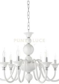 Lampadario tebe 6 luci bianco e cromo attacco e14 d.70cm